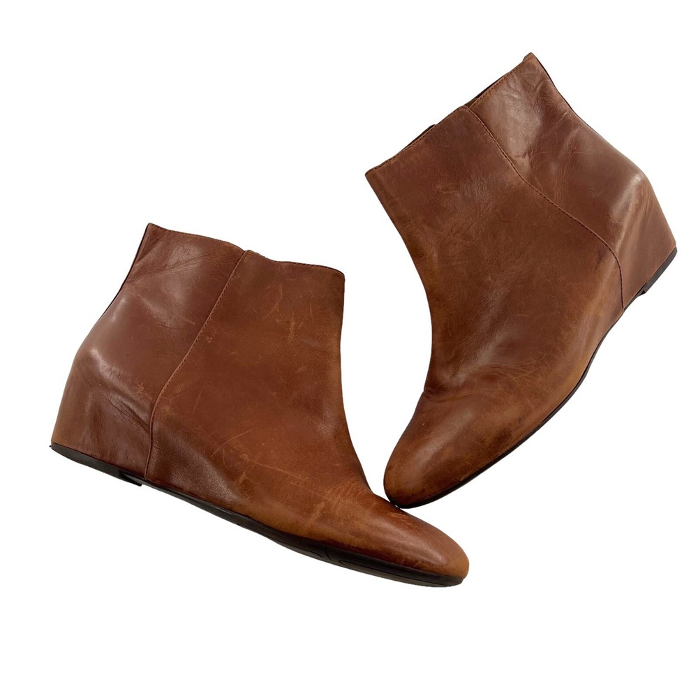 Nine West Ankle Boots Women's size 7.5M Brown Leather side Zip